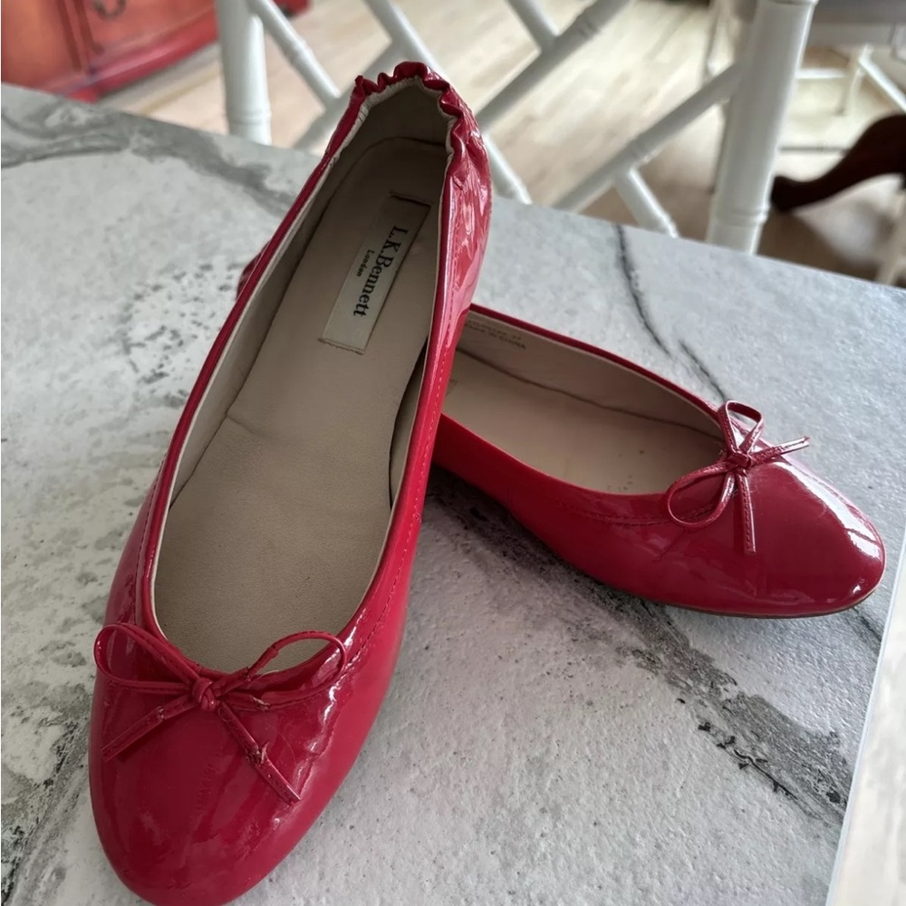LK Bennett Red Patent Ballet Flats 37 (6.5)